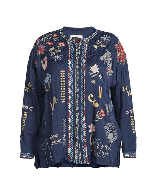 Johnny Was, Plus Size Oanna Embroidered Jacquard Blouse
