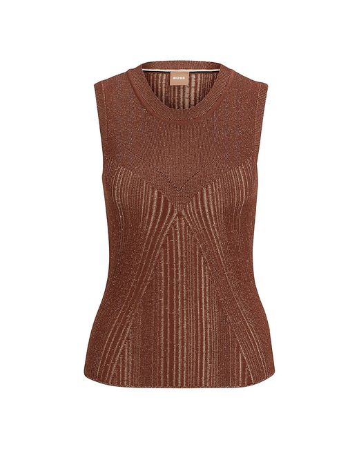 Boss Sleeveless Knitted Top with Ribbed Structure Large