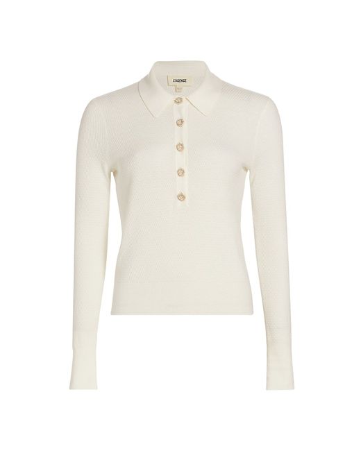L'agence Sterling Jeweled Button Sweater