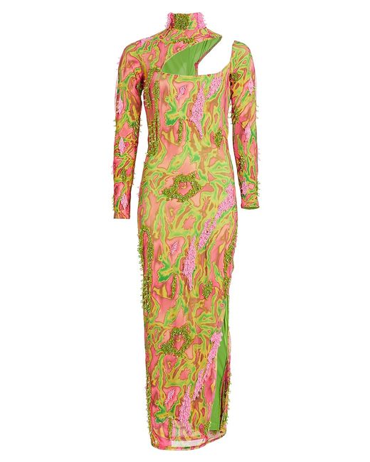 Onalaja Zusi Evergreen Asymmetric Maxi Dress