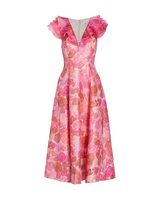 Aje Enchanted Floral Blend Midi-Dress
