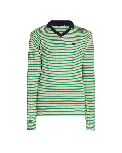 Wales Bonner Sonic Striped Knit Long-Sleeve Polo