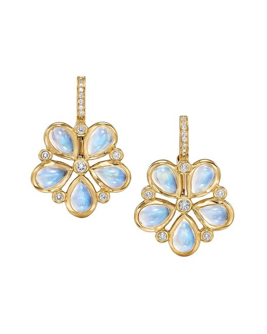 Temple St. Clair Luna Flower 18K Blue Moonstone 0.13 TCW Diamond Drop Earrings