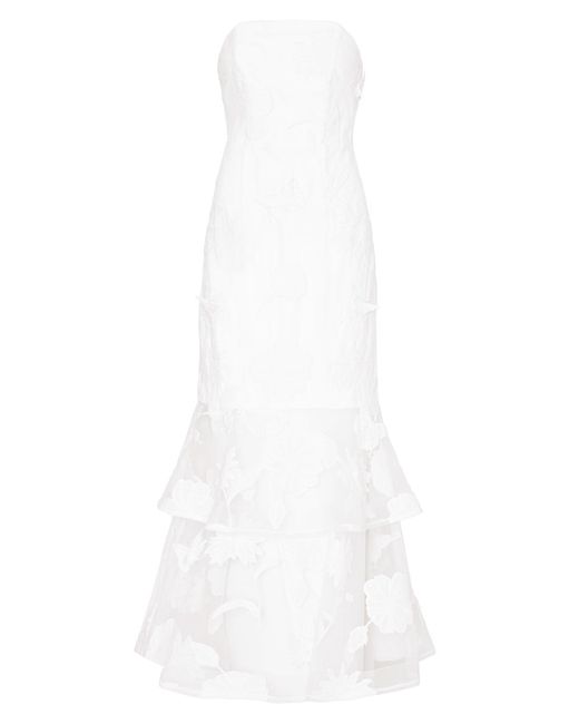 Milly 3D Butterfly Embroidered Strapless Gown