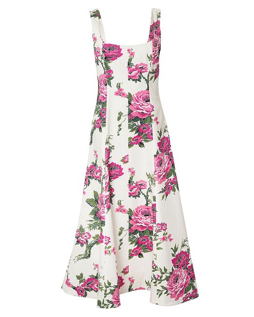 Carolina Herrera Cotton Floral Sleeveless Midi-Dress