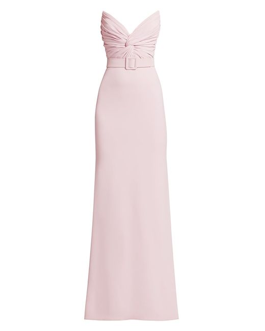Badgley Mischka Strapless Twisted Belted Gown