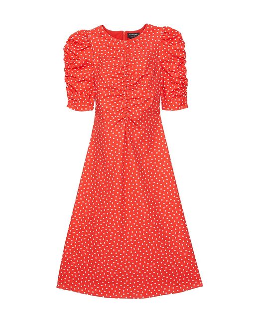 Kate Spade New York Ruched Dot Stretch Crepe Midi-Dress