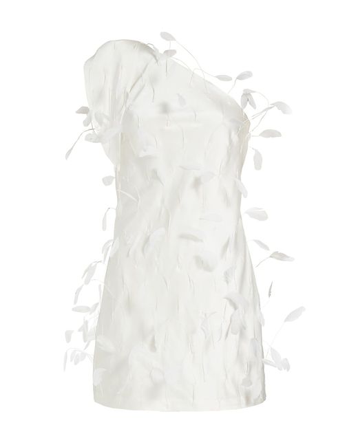 Cult Gaia Hayes Feather-Trimmed Silk Minidress Medium