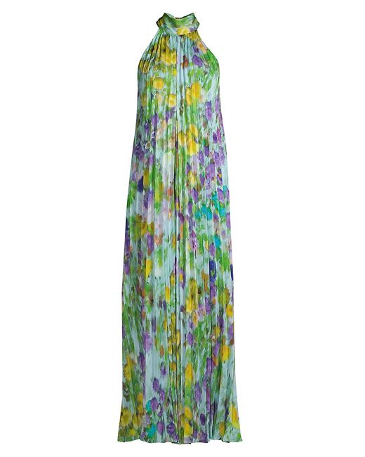 Ungaro Violet Pleated Floral Gown