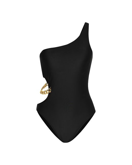 L'agence Solids Ava Asymmetric Chain One-Piece Swimsuit