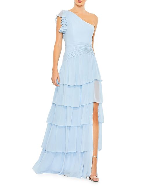 Mac Duggal Tiered One-Shoulder Gown