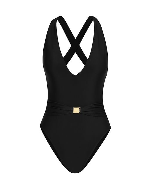 L'agence Solids Lisa Plunge One-Piece Swimsuit