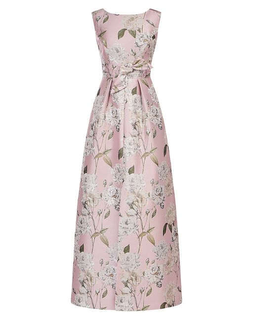 Kay Unger Lilianna Floral Jacquard Knotted Gown