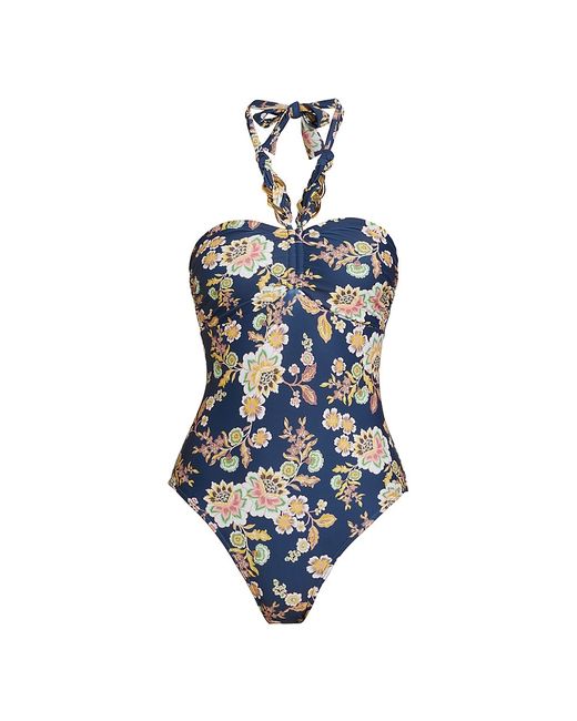Shoshanna Floral Chain Halter One-Piece Swimsuit