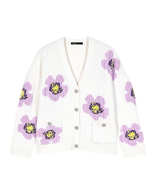 Maje Knit Cardigan with Flowers Small