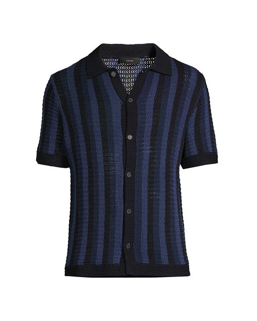 Vince Crochet-Knit Button-Front Shirt Large