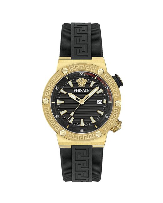 Versace Greca Logo Diver IP Yellow Gold Strap Watch/43MM