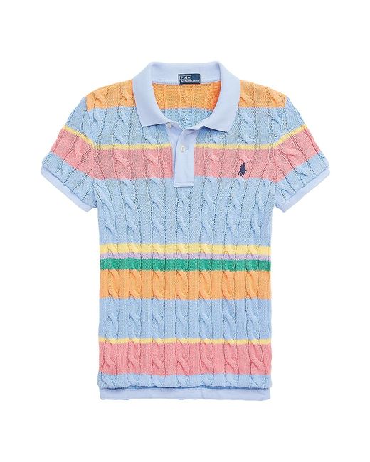 Polo Ralph Lauren Stripe Cable-Knit Polo Top Large