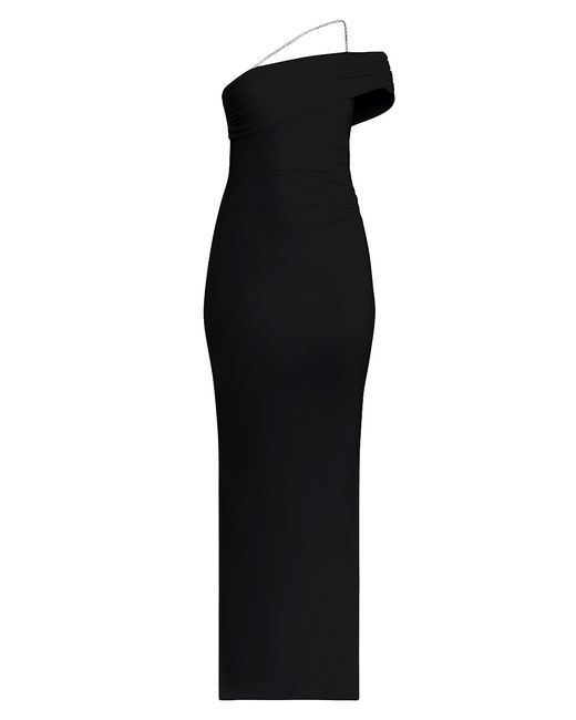 Hervé Léger One-Shoulder Crystal-Trim Gown Large