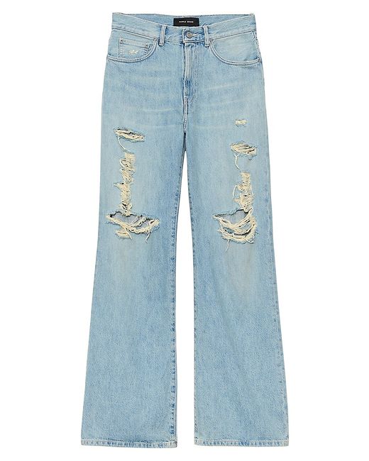 Purple Brand Destroyed High-Rise Wide-Leg Jeans