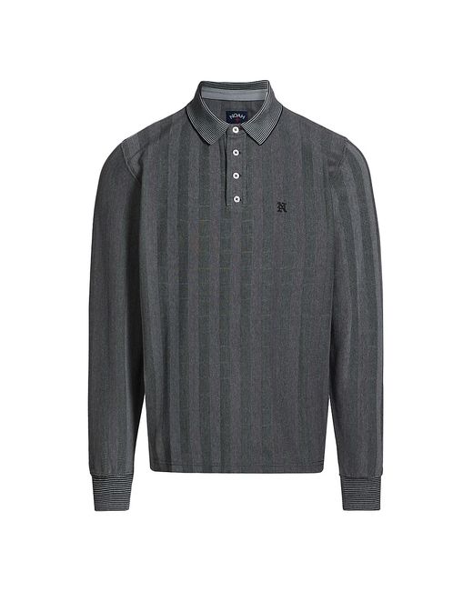 Noah NYC Striped Long-Sleeve Polo Shirt Small