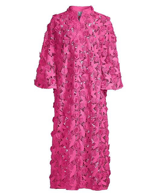 La Vie Style House 70s Lace Maxi Caftan Dress