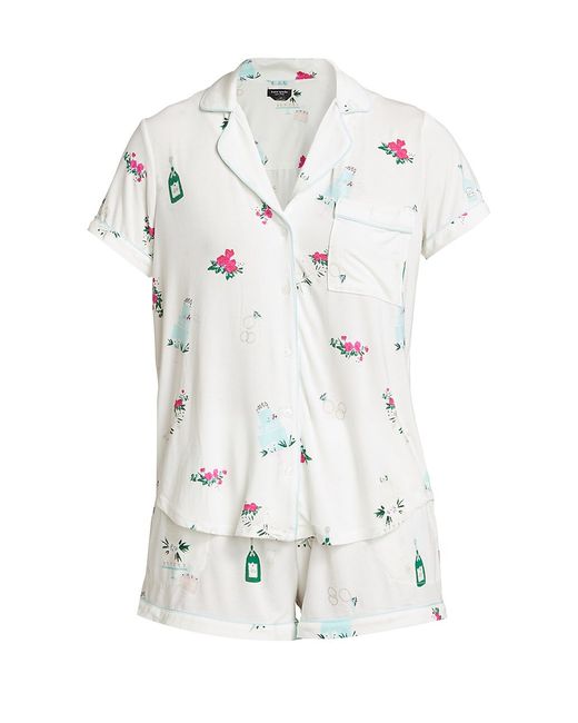 Kate Spade New York Floral Champagne Print Shirt Shorts Pajama Set