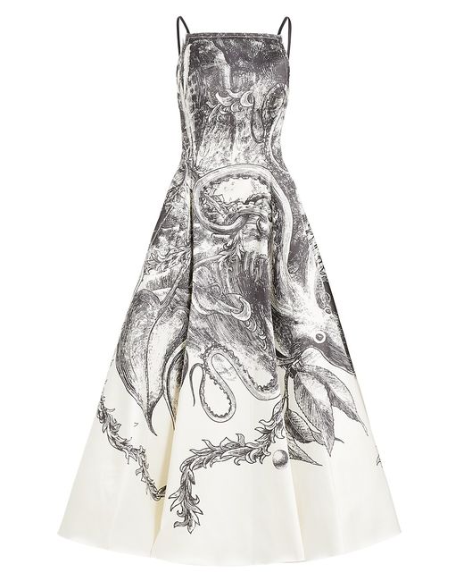 Jason Wu Collection Sketch-Print Twill Cocktail Dress