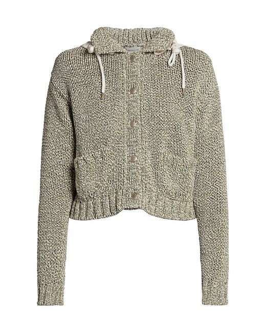 Moncler Cotton-Blend Knit Hooded Cardigan