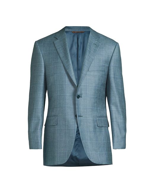 Canali Siena Windowpane Wool Silk-Blend Two-Button Sport Coat