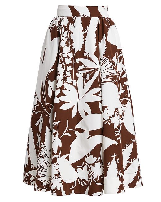 Michael Kors Collection Cotton-Silk Floral Midi-Skirt