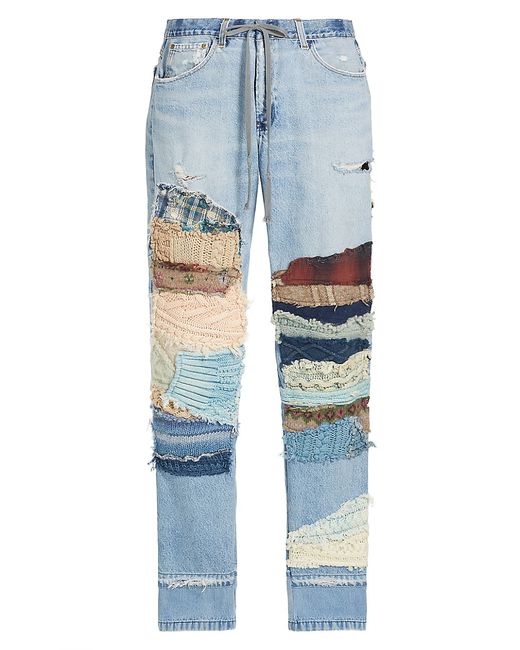 Greg Lauren Patchwork Distressed Five-Pocket Jeans Small