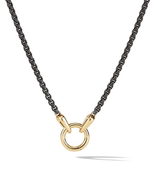 David Yurman Smooth Amulet Box Chain Necklace Stainless Steel