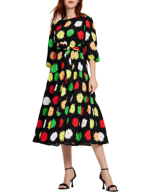 Kate Spade New York Pom Floral Midi-Dress Large