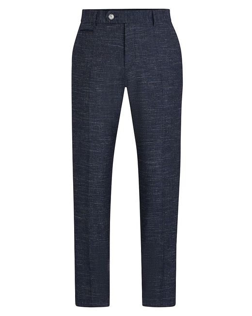 Boss Slim Fit Trousers a Patterned Wool Blend R