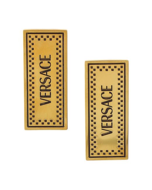 Versace Goldtone Logo Drop Earrings Gold
