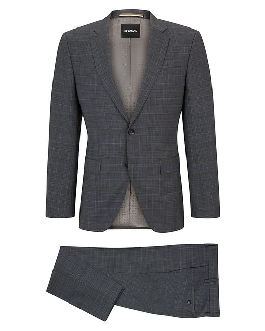 Boss Slim Fit Suit Checked Stretch