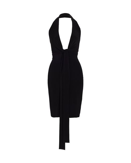 Norma Kamali Tie-Front Jersey Knee-Length Dress