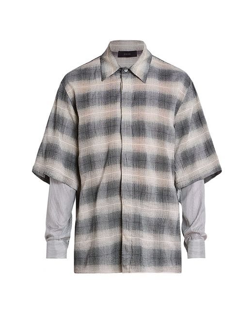 Amiri Plaid Cotton-Blend Long-Sleeve Shirt Medium