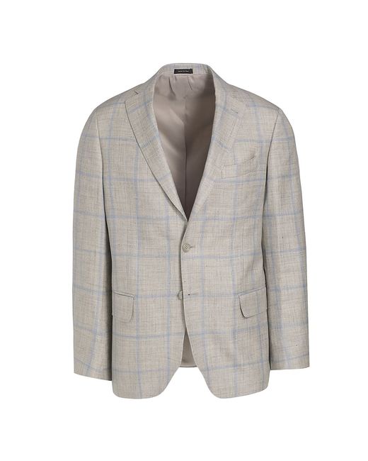 Saks Fifth Avenue COLLECTION Windowpane Wool Silk-Blend Two-Button Sport Coat