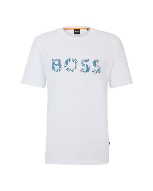 Boss Jersey T-Shirt with Logo Print Large