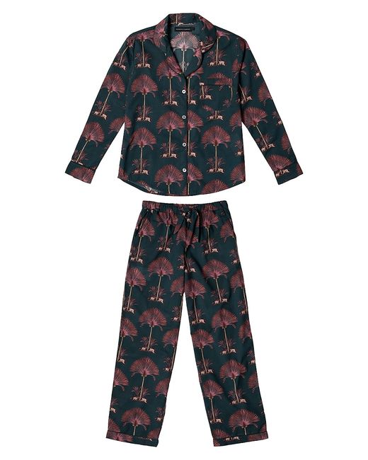 Desmond & Dempsey Ravenala Palm Long 2-Piece Pajama Set
