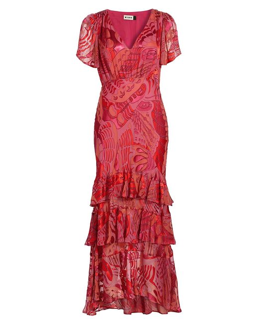 rixo Gilly Blend Velvet Ruffled Maxi Dress