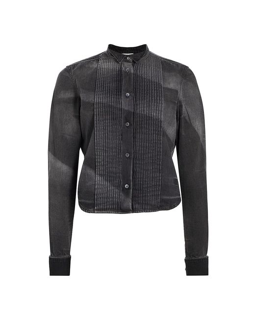 Loewe Pleated Denim Button-Up Long-Sleeve Shirt