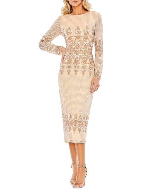 Mac Duggal Embellished Long-Sleeve Column Dress