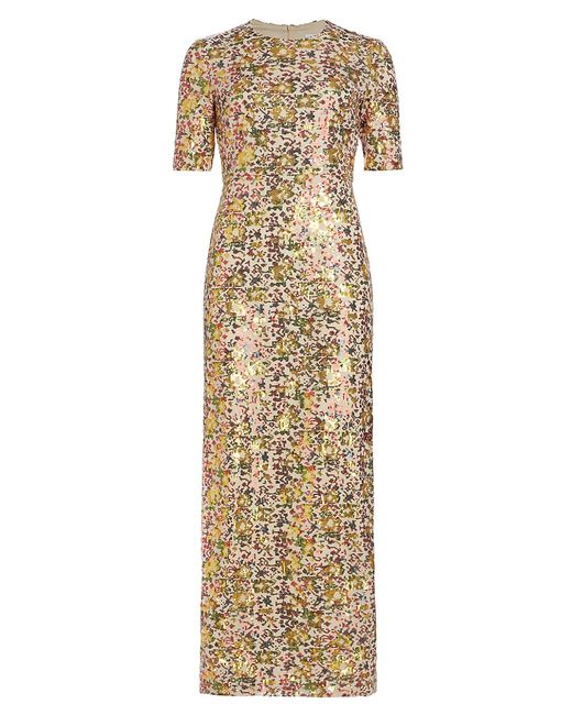 Rosetta Getty Sequined Short-Sleeve Gown