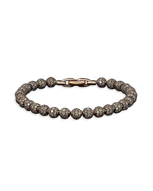 David Yurman Spiritual Beads Bracelet 18K and Pavé Cognac Diamonds 6MM