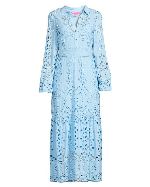 Lilly Pulitzer Zia Eyelet-Embroidered Maxi Dress 00