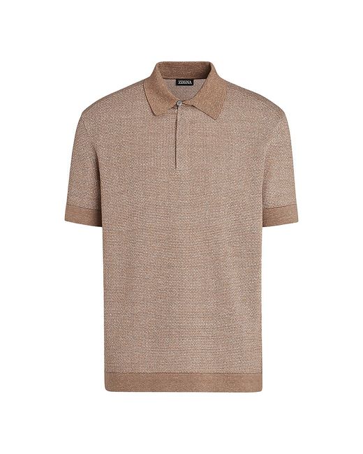 Z Zegna Cotton Linen and Silk Polo Shirt