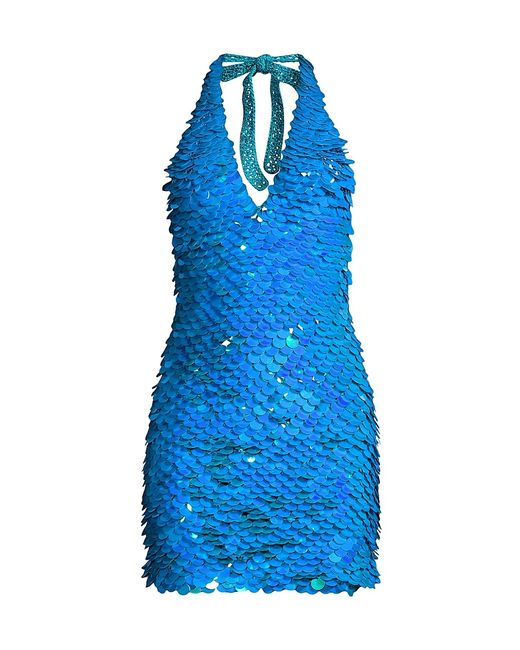 My Beachy Side Sequined Halter Minidress Small